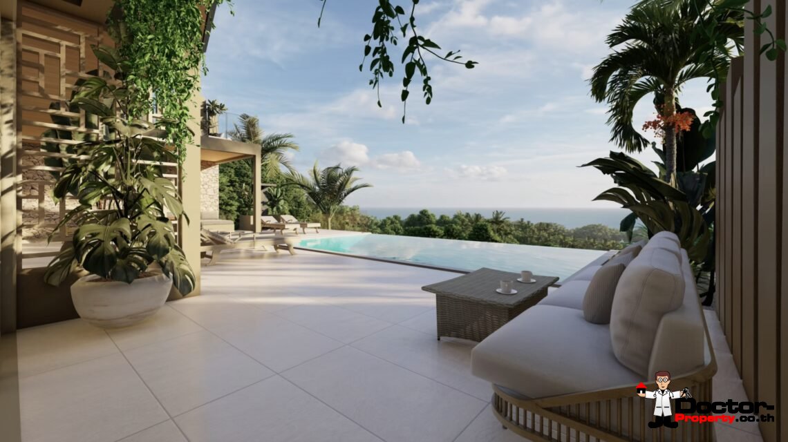 Luxury 4 Bedroom Pool Villa with Partial Sea View in Bo Phut, Koh Samui – For Sale